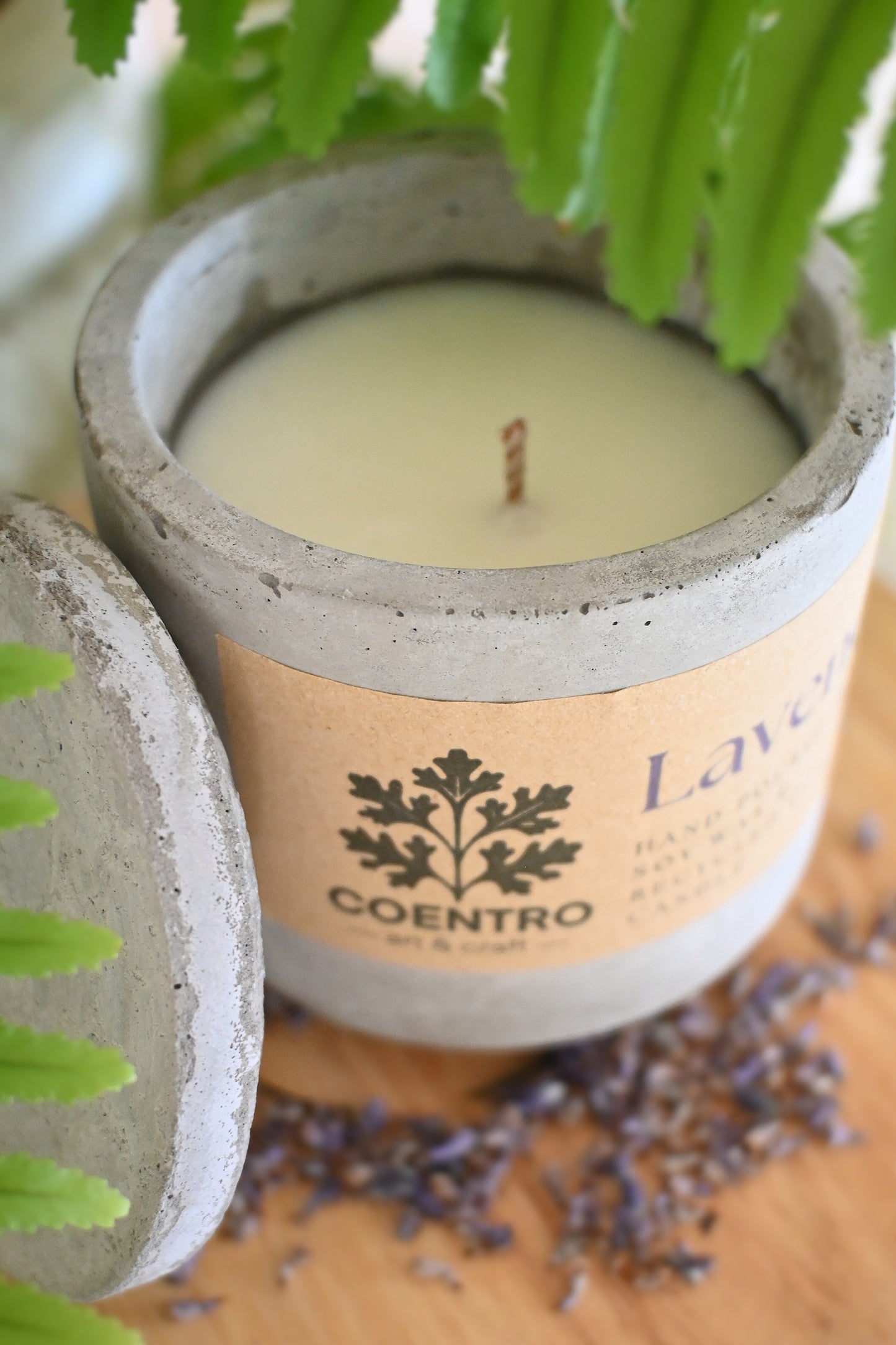 Lavender Soy Candle - Hand Poured in a Cement Pot